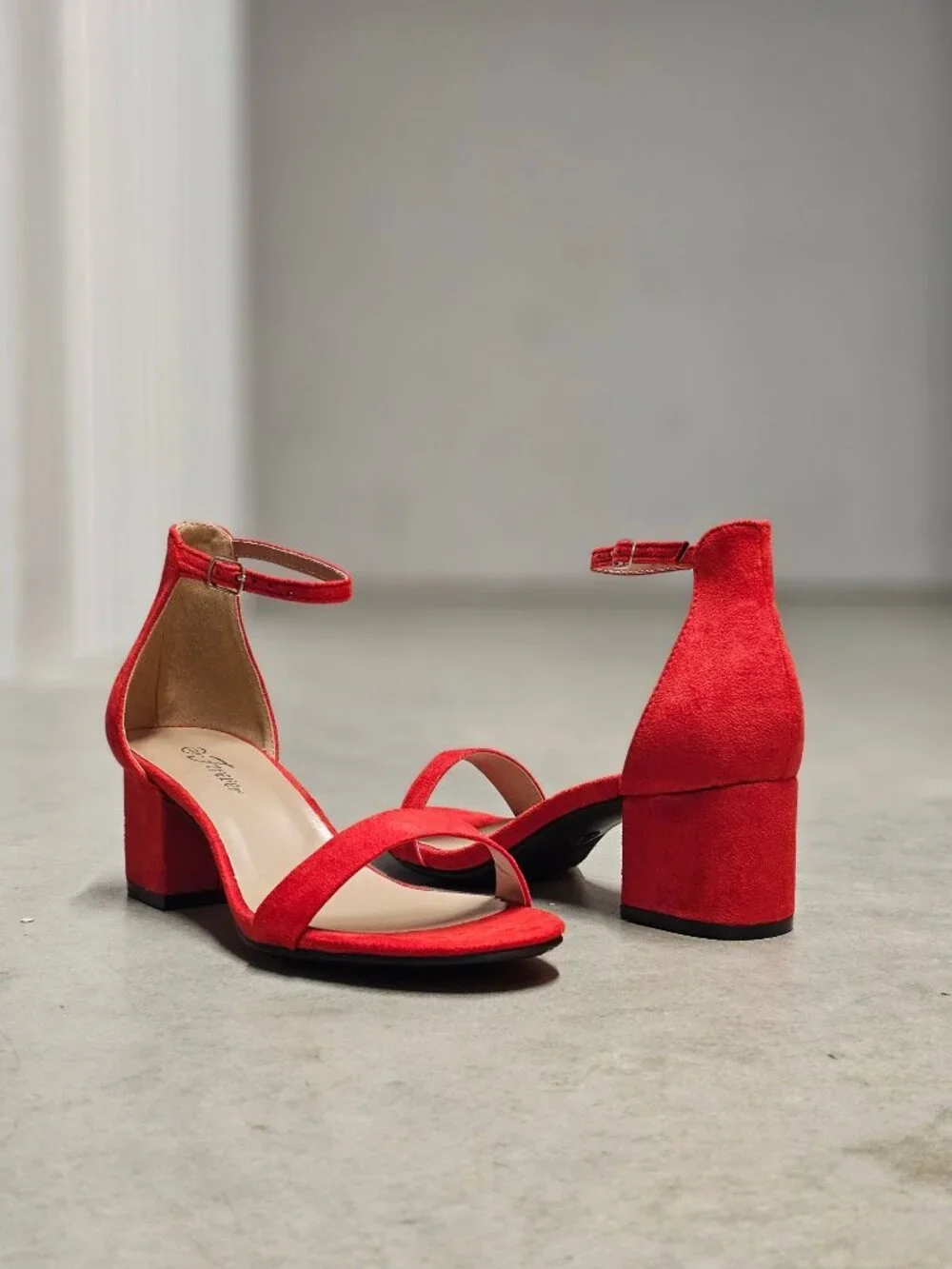 Red Block Heel Sandals With Ankle Strap Womens Shoes Open Toe Design Elegant & - Picture 14 of 14